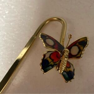 Gold-tone Butterfly BookMark: The butterfly: Red Blue Green Orange Yellow Black